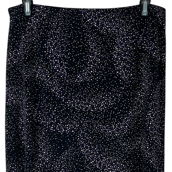 Per Seption Concept Black Stretch Midi Skirt with Purple & White Polka Dots Med. - Picture 5 of 9